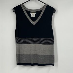 Vintage Talbots Black and White 100% Silk Knit Sleeveless Top Size Medium